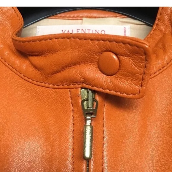 NOS Valentino Roma Leather Jacket ITALY Orange - Picture 8 of 8